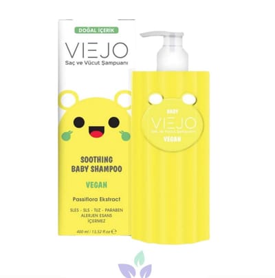 Viejo - Soothing Baby Shampoo 400 (ml.) | Baby Shampoo met Vegan Ingrediënten | Zonder parabenen en zouten | Heerlijke geur | Verzorgd en Voorziet van Vitamines en Mineralen |