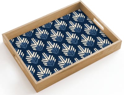 Dienblad hout 40x30 cm - Schootdienblad - Modern - Patroon - Blauw - Borrelplank rechthoek - Plateau dienbladen
