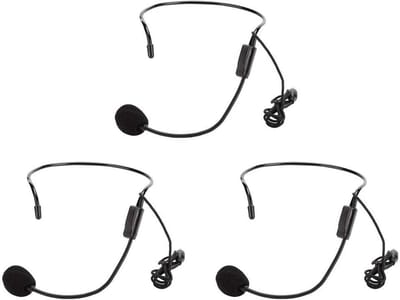 Hoofdband Microfoon - Draadloze Microfoon Set - Presentaties Gidsen - Drie Stuks Set - 1.2 Meter Kabel