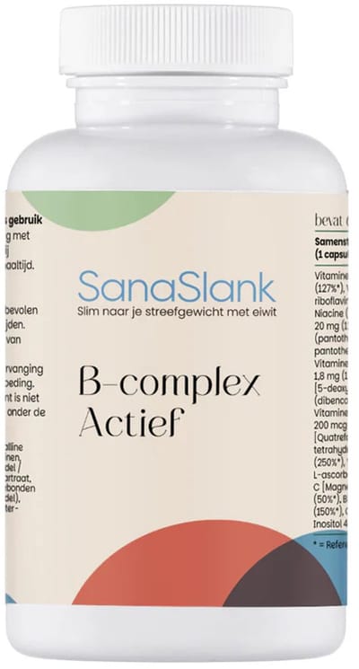 SanaSlank Vitamine B-Complex 60 Caps - Quatrefolic - Dubbele B12 - Vegan - Glutenvrij