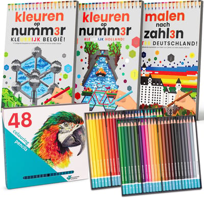 Kleuren op Nummer voor Volwassenen | Alle Boeken | Inclusief Bijpassende Potloden | Kleurboek voor volwassenen | Kleuren op Numm3r | Color by Number | Kleurrijk Holland! | Kleurrijk België | Buntes Deutschland | Kleurpotloden voor Volwassenen