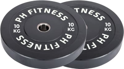 PH Fitness Bumper Plates 10KG Set - Olympische Halterschijven van Rubber - 50 mm - 2 STUKS