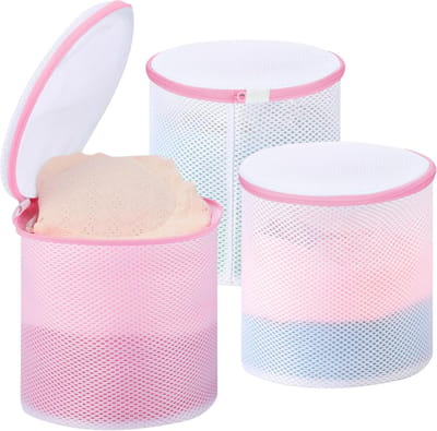 3 stuks beha-wasnet voor wasmachine, 18 x 20 cm, waszak, wasmachine met verborgen ritssluiting, verdikte waszak, herbruikbare waszakken voor beha's, ondergoed, sokken (roze)