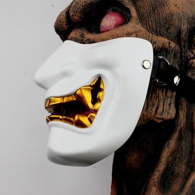 Masque Démoniaque Hannya Japonais Demi-Visage One size fits all adults blanc