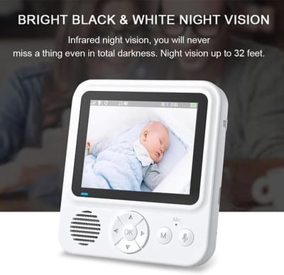 Babyfoon - Videomonitor - Babycamera met nachtzicht - Babykamerbewaking - Tweewegsaudio - 2,8 inch HD - Wit