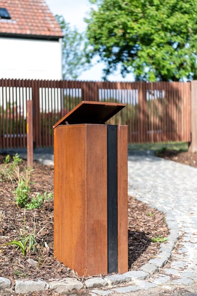 Geroba brievenbus ColluCZ1 Combo – Cortenstaal & RAL 9005 – 350×350×1000 mm