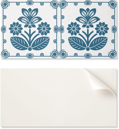 Decoratief vinyl met print, zonder gereedschap te monteren, 100x50 cm, met bloemenmotief.