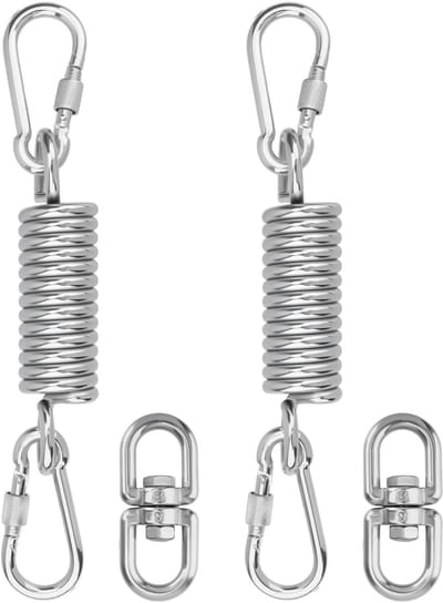 Dailygoods- Schommelveer 150 mm - Set van 2 - Stalen Veer - Ophangveer Hangstoel - Draaimechanisme - Roestvrij Staal