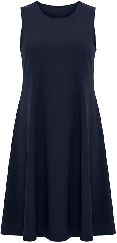 MIAMODA - Dames - Jersey jurk A-lijn midi-lengte mouwloos - Zwart - Maat 42