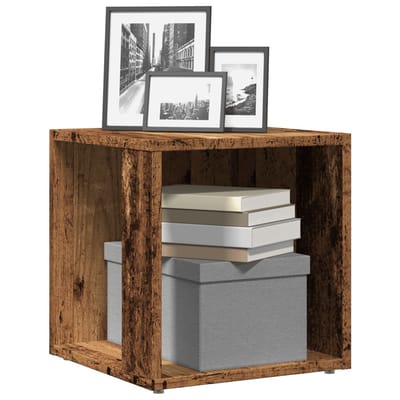 vidaXL - Bijzettafel - 33x33x34 - cm - bewerkt - hout - oud - houtkleurig