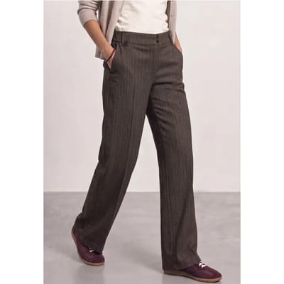 High Waist Straight Leg Broek met knoopdetail