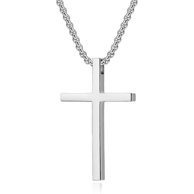 Minimalistisch Ontworpen Titanium Staal Kruis Ketting met Gladde Afwerking Niche Persoonlijkheid Geschikt voor Mannen en Vrouwen Trui Ketting Hanger