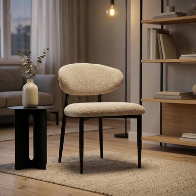 Pugsdrly - Eetkamerstoelen - Gestoffeerde keukenstoelen - Stalen poten - Beige - Set van 2