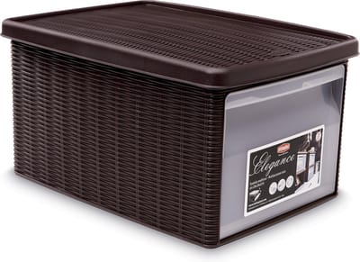Opbergmand - Opbergbox - 'Elegance' - Multifunctioneel - klepje aan voorkant - Mokka - Maat M