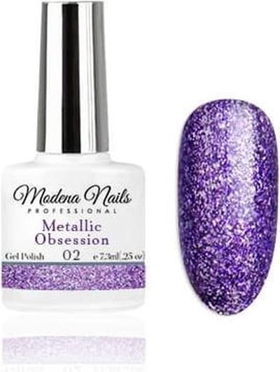 Modena Nails Gellak Metallic Obsession - 02 - 7,3ml. - Metallic glitter - Glitters - Gel nagellak - Gel nagellak