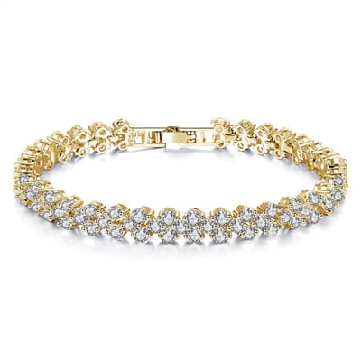 Lumici Kristallen Armband met Hartjes - Goud - 17 cm