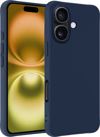Hoesje - Geschikt voor Apple iPhone 16 - Sterk & Shockproof - Hoes Cover - Siliconen Case - Telefoonhoesjes - Donkerblauw