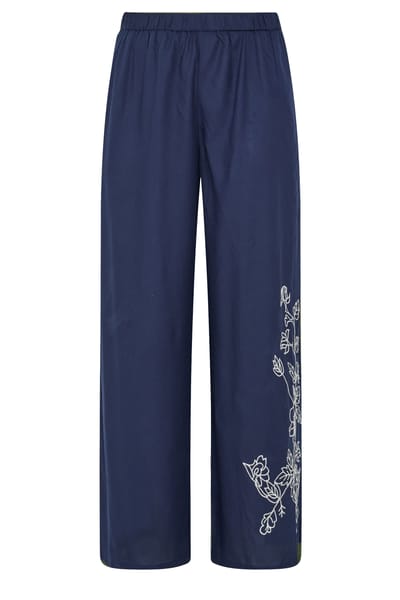 Yours Niimee Marineblauwe Broek Met Wijde Pijpensize 42