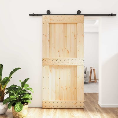 vidaXL - Schuifdeur - 95 - x - 210 - cm - Massief - Pine - Hout - (Onbehandeld)