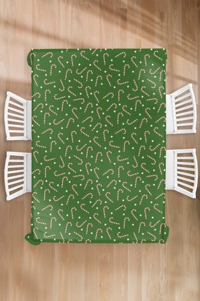 Kerst Tafelkleed - Kerstmis Decoratie - Tafellaken - Kerstmis - Patronen - Zuurstok - Sterren - 150x220 cm - Kerstmis Versiering - Tafeldecoratie Kerstmis - Kerstdecoratie tafel - Tafelversiering