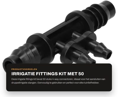 Dailygoods- Irrigatie Fittings 50 Stuks - 4-Weg Connector 8/11 naar 4/7 mm - Druppelirrigatiesysteem - Tuingereedschap - Onderhoudsvrij - Eenvoudig te installeren - Druppelirrigatie