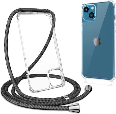 Hoesje met koord - ketting - Draagriem voor Schouder / Nek - Schouder tas - Geschikt voor: iPhone 12 - transparant