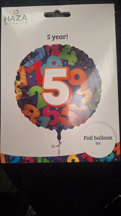 Folieballon Cijfers - 5 jaar - 45 cm - Helium- en Luchtvulling