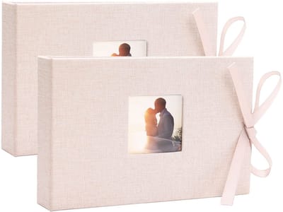 Dailygoody - Fotoboek - Mini Foto Album - Beige - Postkaart Album - 52 Foto's - Geschikt voor Koppels - 2 Pack