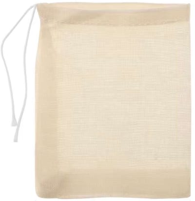 Katoenen vruchtenzakje met rijgkoord 10x15cm voor waterkefir maken, kombucha maken, jun en 2e fermentatie