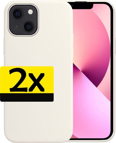 Hoesje - 2 Stuks - Geschikt voor Apple iPhone 14 - Sterk & Shockproof - Case Siliconen - Back Cover - Telefoon Hoes - Telefoonhoesjes - Wit