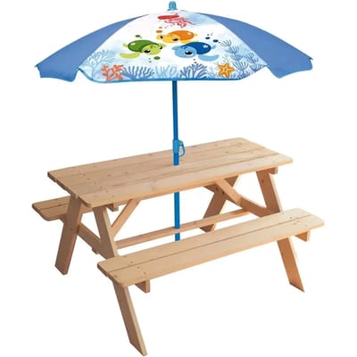 Picknicktafel Fun House Bruin Parasoll (125 x ø 100 cm)