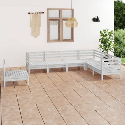 vidaXL - 7-delige - Loungeset - massief - grenenhout - wit