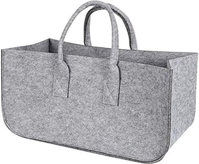 Houtmand - Haardhout Mand - Houtmand voor binnen- Haardmand - Haardhoutopslag - Brandhout mand - Houtopslag - grijs - Vilt - 45*20*30 cm - Opbergtas - Keuken Organiser - opbergtassen - Grote capaciteit - slijtvast - voor kamperen - Wasmand