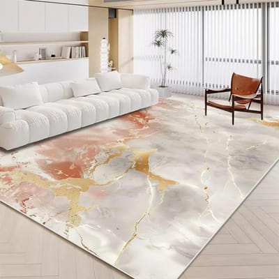 Luxe Wit Marmer Tapijt voor Woonkamer Scandinavische Gouden Decoratie Huis Tapis Antislip Wasbare Kleden voor Slaapkamer Ins Vloermat 180*280cm