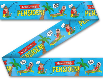 LUQ – Pensioen Party Tape – 12 m – Luxe Afscheid Party Decoratie – Retirement Feest Versiering – Direct Uitrollen