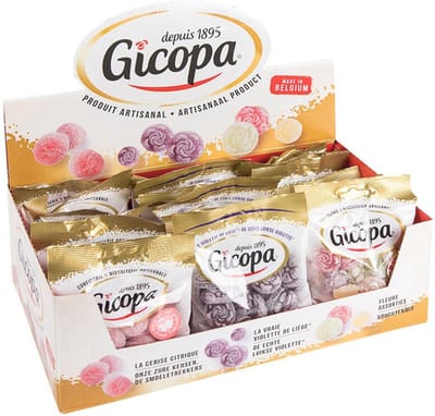 GICOPA Assorti Box - Belgische zuurtjes met fruit- en bloemensmaak - 18 x 100 gram