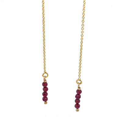 Pat’s Jewels Oorbellen - Oorbellen Dames- Doortrek Oorbellen – Minimalistische Oorbellen - Granaat Edelsteen