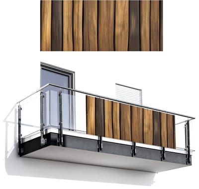 Balkonscherm 300x120 cm - Balkonposter Hout - Planken - Natuurtinten - Balkon scherm decoratie - Balkonschermen - Balkondoek zonnescherm