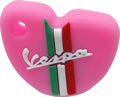 Vespa Siliconen Sleutelhoesje - Roze met Witte letters - Roze met Wit - Italiaanse Vlag