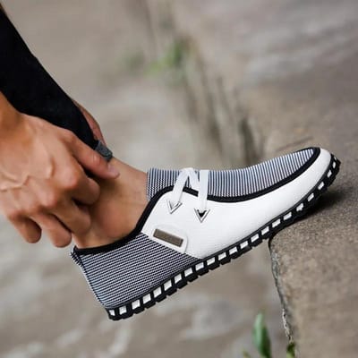 Hete Trendy Heren Casual Schoenen Instapper Comfortabele Platte Herenschoenen Beknopte Luie Basis Rijschoenen Nieuwe Erkek Ayakkabı 39 white