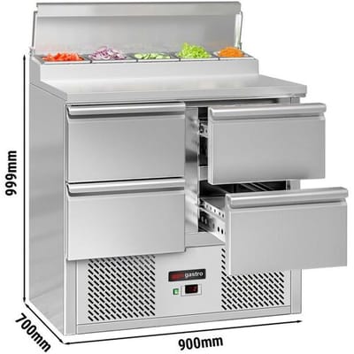 GGM Gastro Zubereitungstisch Mini ECO - 900mm - 4 Schubladen - für 5x GN 1/6 Zilver