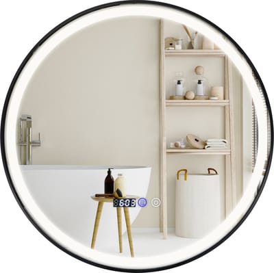 COSTWAY Verlichte badkamerspiegel, led-badkamerspiegel, wandspiegel met 3-kleurig ledlicht, geheugenfunctie en anti-condensfunctie, 60 cm, ronde make-upspiegel voor badkamer