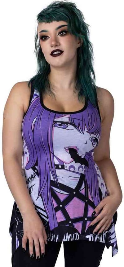 Cupcake Cult Mouwloze top -XS- DEATH CHOKE Zwart/Paars