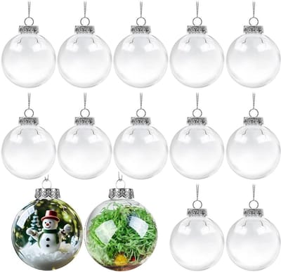 Kerstballen voor DIY, transparante plastic kerstversieringen, vulbare ballen voor kerstboomdecoratie, 6 cm diameter, set van 12