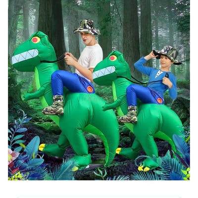 Halloween Kleding Kinderen's Opblaasbare Dinosauruskleding Grappige Kleding Volwassen Rijdende Dinosauruskostuum Cartoon Grappig Cosplay Kleding green