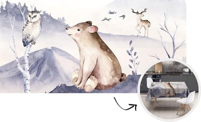 Tafelkleed - Tafellaken - 300x150 cm - Beer - Winter - Sneeuw - Binnen en Buiten