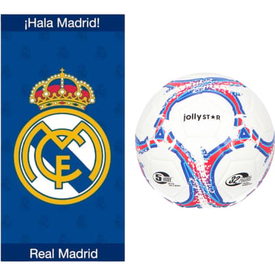 Real Madrid strandset; strandlaken en voetbal
