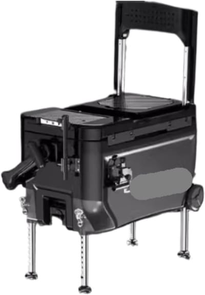 Visgerei Opbergbox - Zitkist Visser - Visuitrusting Opslag - Met Rugleuning - 52cm Breed - Zwart