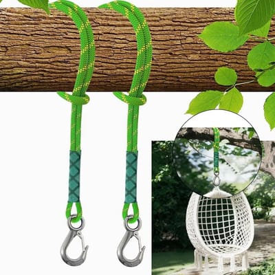 Schommelbevestiging boom - 2 stuks - 60 cm - hangmat - ophangtouw - instelbaar - hangstoel - riem met karabijnhaak - boomschommel - ophanging - bevestigingsset voor schommels hangmat - schommelaccessoires - tuinbevestiging - belle