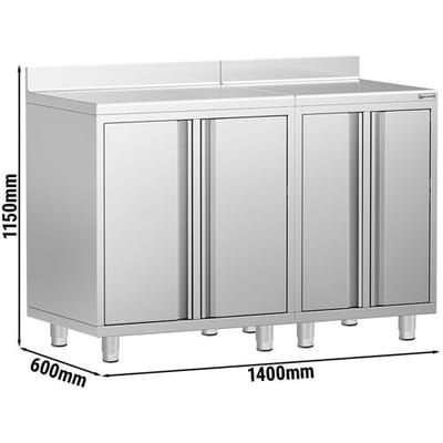 GGM Gastro Arbeitsschrank - für Kaffeemaschine - 1400x600mm - mit 4 Flügeltüren & Aufkantung
